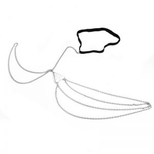 Украшение за бедро и крак с тънки верижки и камък