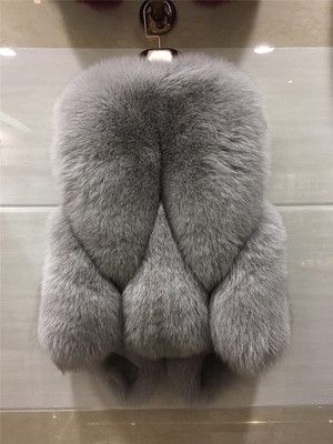 Къс елек естествен косъм сребърна лисица 6 ЦВЯТА