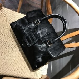 Дамска чанта естествена кожа с косъм от пони