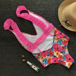 Моден цял бански с гол гръб 