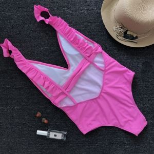 Моден цял бански с гол гръб 