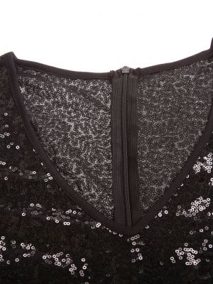 Черна права рокля с паети