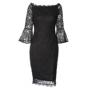 Черна елегантна дантелена рокля
