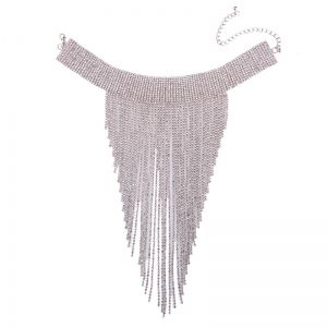 Луксозен чокър с висящи ресни от блестящи камъни