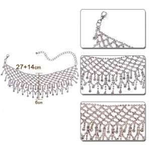 Луксозен широк чокър с кристални камъни