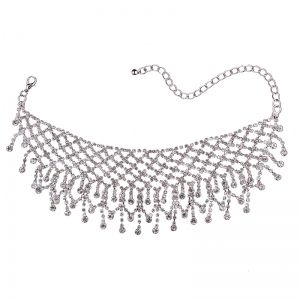 Луксозен широк чокър с кристални камъни