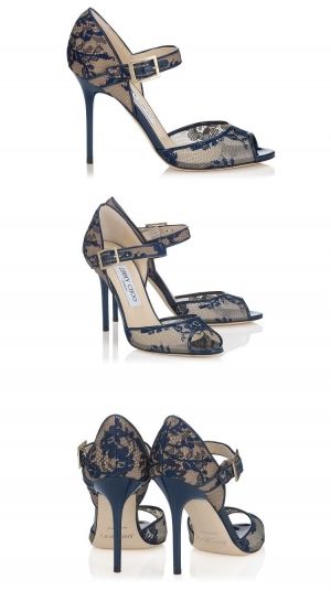 Елегантни Сандали Jimmy Choo с дантела, НАЛИЧНИ 38 номер, тъмно сини