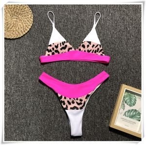 Тигров бански с розово и зелено