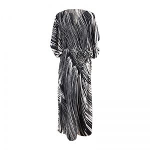 Дълга свободна рокля роба черно и бяло райе