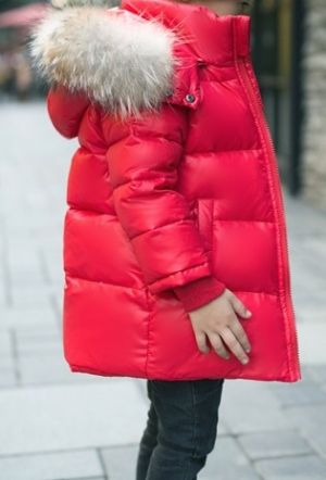 Детски зимни якета с гъши пух и яка естествен косъм