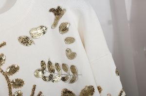 Модни дамски комплекти от фино плетиво с дълъг ръкав с пайети