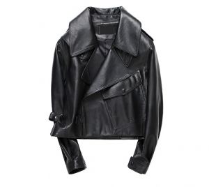 Дамско късо кожено яке естествена агнешка кожа