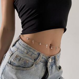 Тънка верижка украшение за талия с ключе и катинар