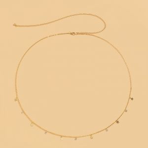 Тънка верижка украшение за талия със звезди и камъчета