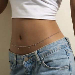 Тънка верижка украшение за талия със звезди и камъчета