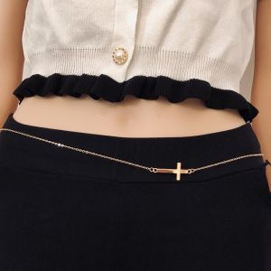 Тънка верижка украшение за талия с кръст