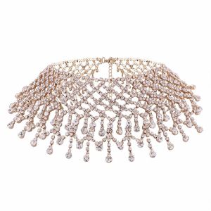 Луксозен широк чокър с кристални камъни