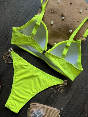 Луксозен бански с големи токи с камъни