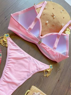 Луксозен бански с големи токи с камъни