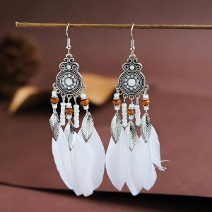 Висящи обеци с пера и синджири Капан за Сънища 8 ЦВЯТА