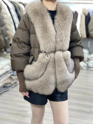 Дамско зимно яке с гъши пух и естествен косъм лисица