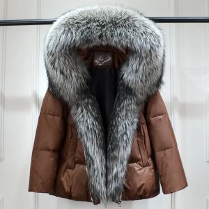 Зимно яке с яка от естествен косъм лисица и голяма качулка
