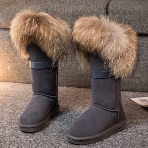 Дамски високи ботуши с естествен косъм лисица