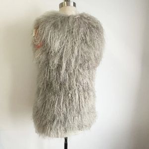 Дамски елек без ръкави от естествена овча кожа