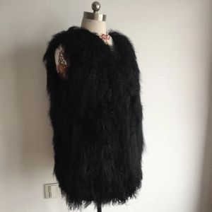 Дамски елек без ръкави от естествена овча кожа