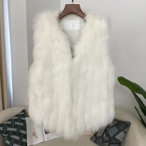 Дамски елек без ръкави от естествен косъм лисица