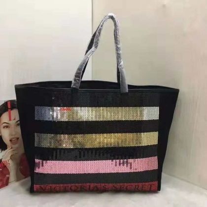 Голяма чанта черна с пайети